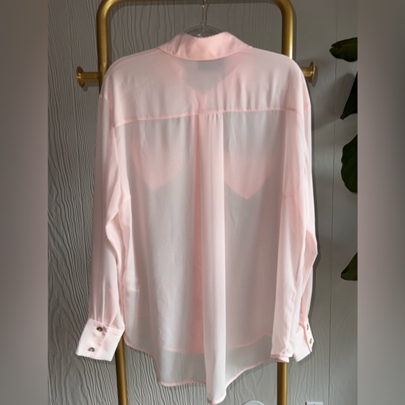 SLEEPER Montmartre Oversize Sheer
Button-Up Heart Pocket Shirt Pink Sz: M - Picture 7 of 14